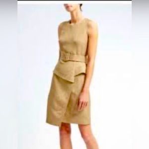 Banana Republic tan, linen blend shift dress. Size 4